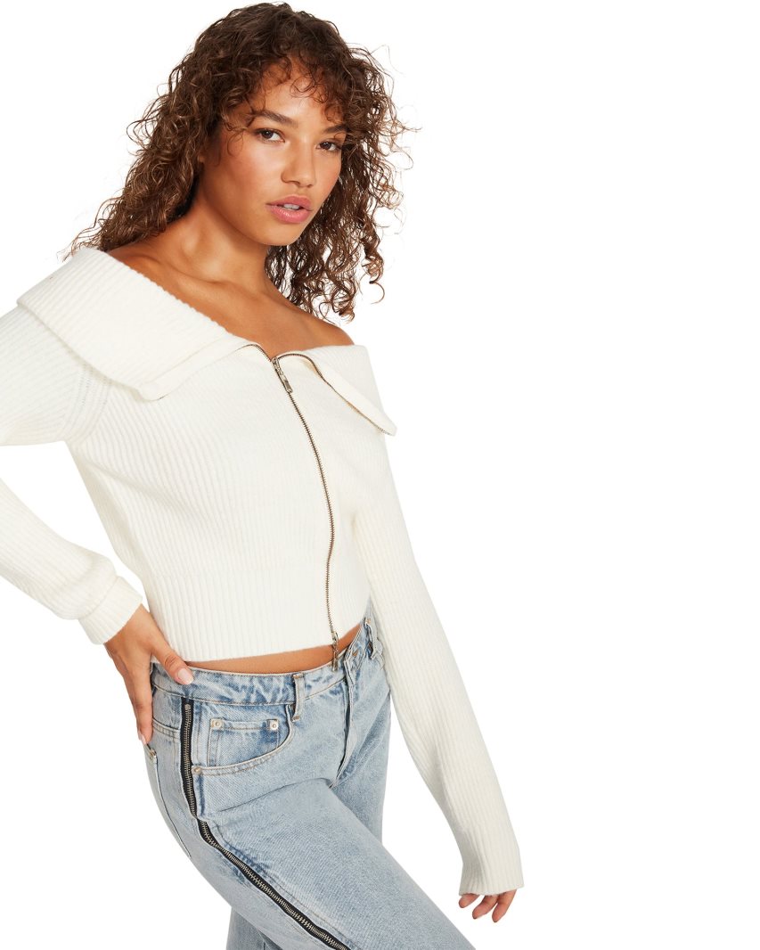 White Steve Madden Syd Women's Cardigan | PH 5128ZCL